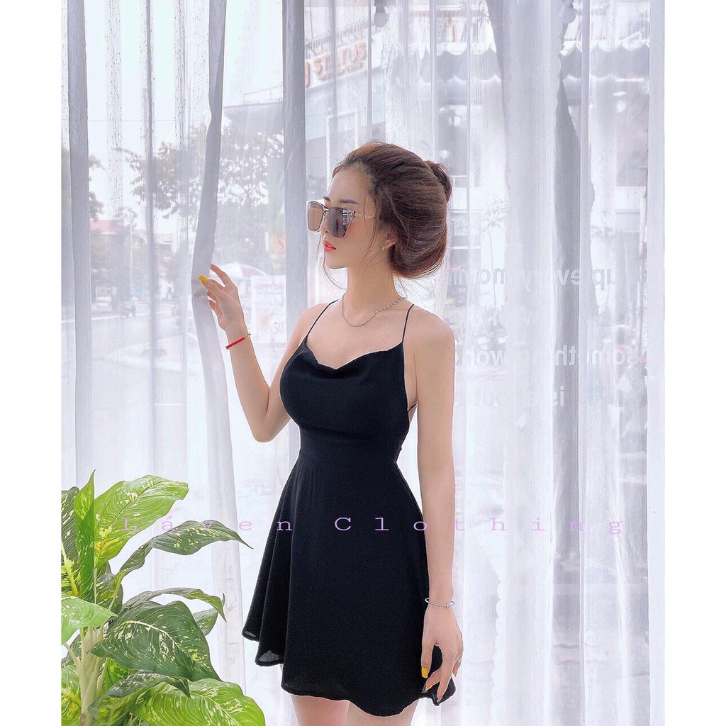 Váy Đầm Nữ Xòe Cổ Yếm ( Chât Liệu Voan Kèm Mút Ngực ) Thời Trang ĐẶNG DIỆU