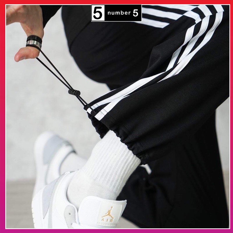 Quần Jogger Nỉ Dày Dặn 3 Sọc NUMBER5 Form Ống Rộng Để Suông Hoặc Rút Dây Bo Gấu Vải Mịn Mềm [JDR]