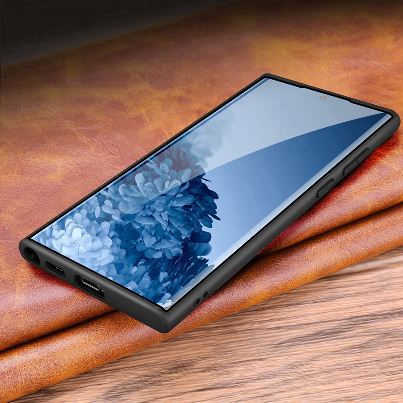 Ốp Điện Thoại Da Bò Thật Họa Tiết Vân Trái Vải Cho Samsung Galaxy S22 S23 Ultra Plus