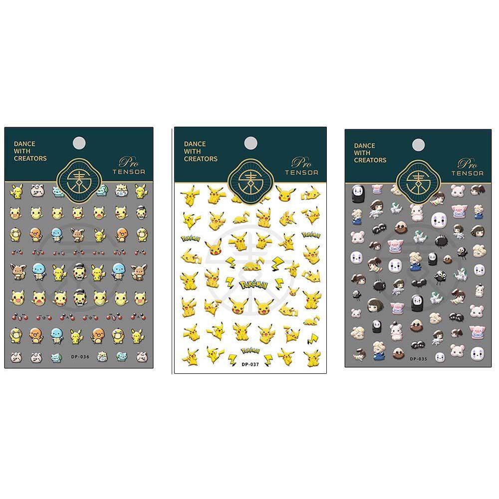 Lilyes Miếng Dán Trang Trí Móng Tay Nghệ Thuật Dập Nổi Hình Pikachu Hoạt Hình Nhật Bản DIY 5D