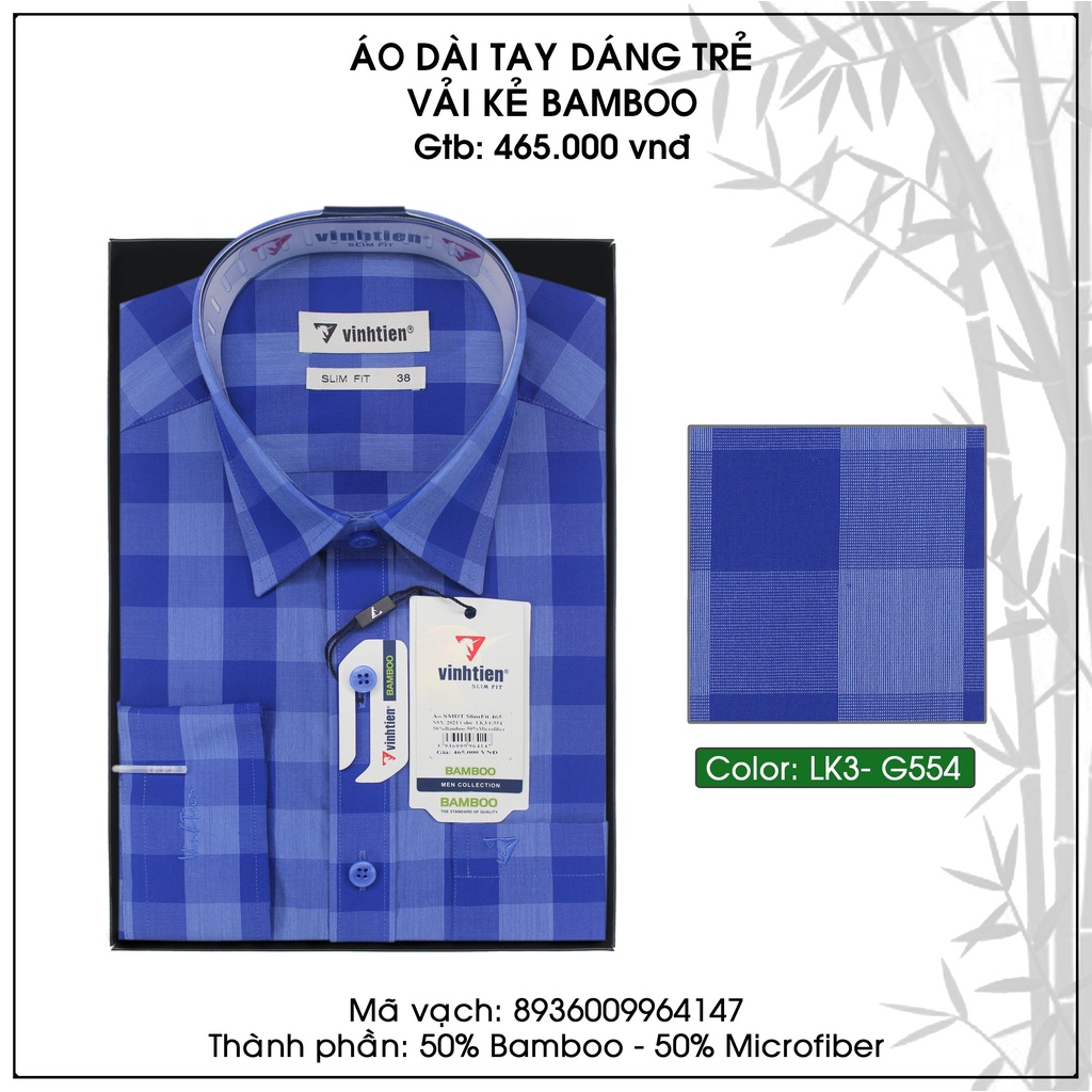 Áo Sơ Mi Dài Tay Bamboo SlimFit Vĩnh Tiến Caro A465
