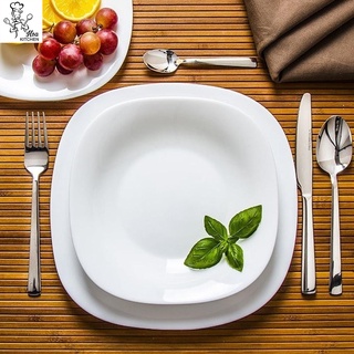 Đĩa Sâu Hình Vuông (Vê Cạnh) Combo 4 Đĩa 23 cm x 23 cm Gốm Thủy Tinh Siêu Bền - Sản Xuất Tại Tây Ban Nha