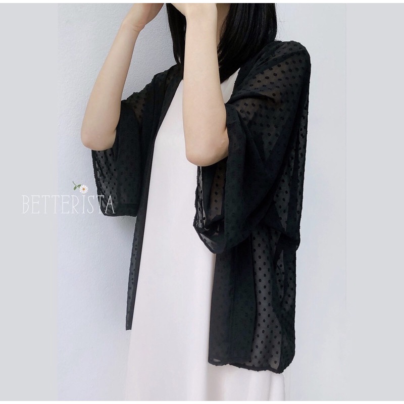 Kimono Ngắn Họa Tiết Đen Hoa Thêu | BigBuy360 - bigbuy360.vn