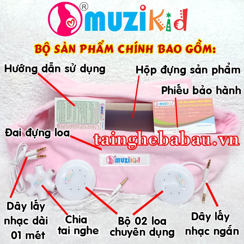 TAI NGHE BÀ BẦU CAO CẤP MUZIKID HỒNG - HÀNG CHÍNH HÃNG - BẢO HÀNH 01 NĂM