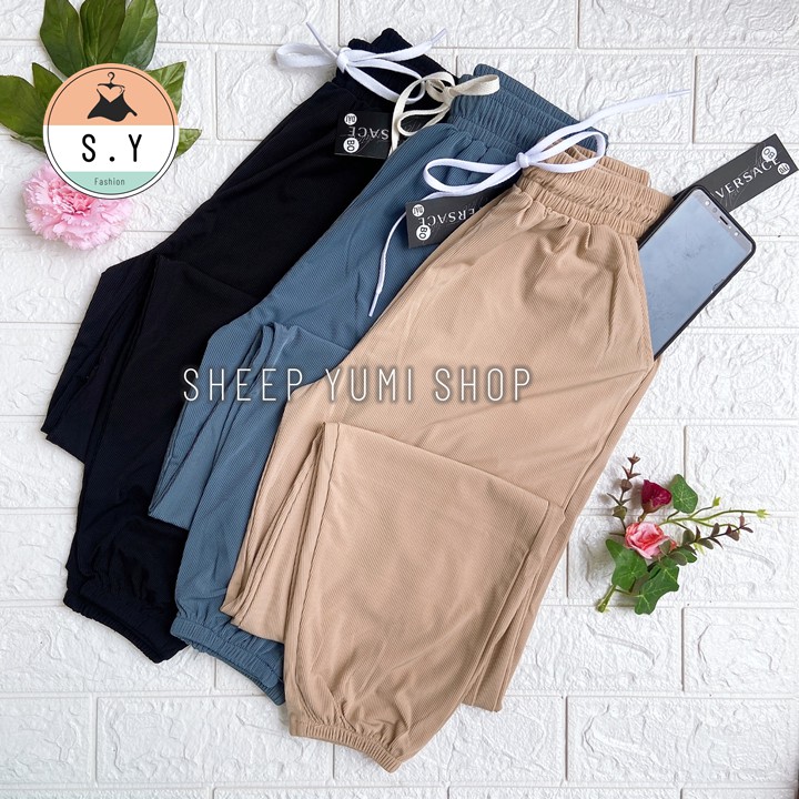 Quần jogger nữ lụa hàn siêu mát kiểu quần ống rộng nữ bó ống gấu QD01