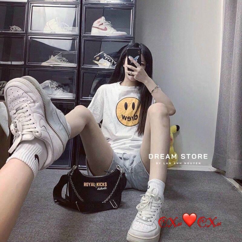 Áo phông mặt cười drew mặc đơn đôi fom rộng