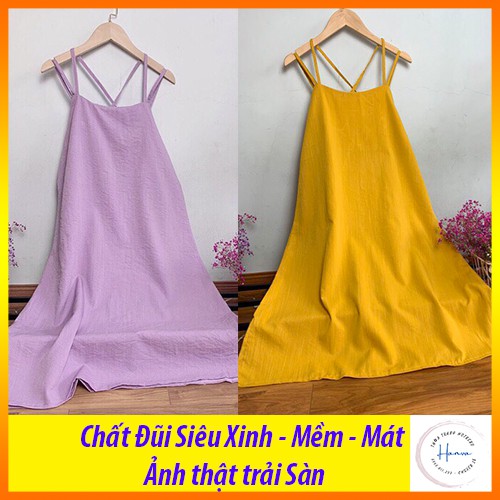 Váy Hai Dây Đan Lưng Đi Biển, Đi Chơi, Mặc Nhà Chất Vải Đũi Mềm Mịn Siêu Mát Tôn Dáng Siêu Xinh