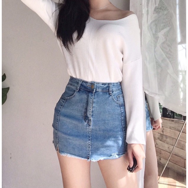 Chấn váy jean co giãn ( có quần trong) -Hàng nhập khẩu | BigBuy360 - bigbuy360.vn