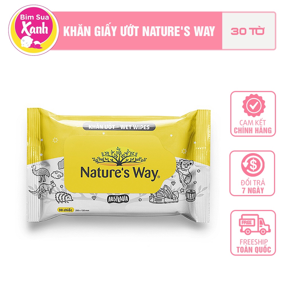 Khăn giấy ướt -Nature's Way không mùi an toàn không kích ứng thân thiện với làn da nhạy cảm cam kết chính hãng