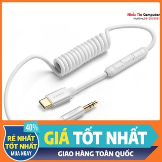 Cáp usb type-c to audio 3.5mm có microphone, dây xoắn lò xo 1 mét ugreen 30633