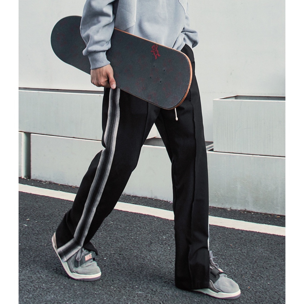 Quần Form Rộng, quần baggy Kiểu Dáng Thể Thao Phối Zip Phong Cách Streetwear SS2021