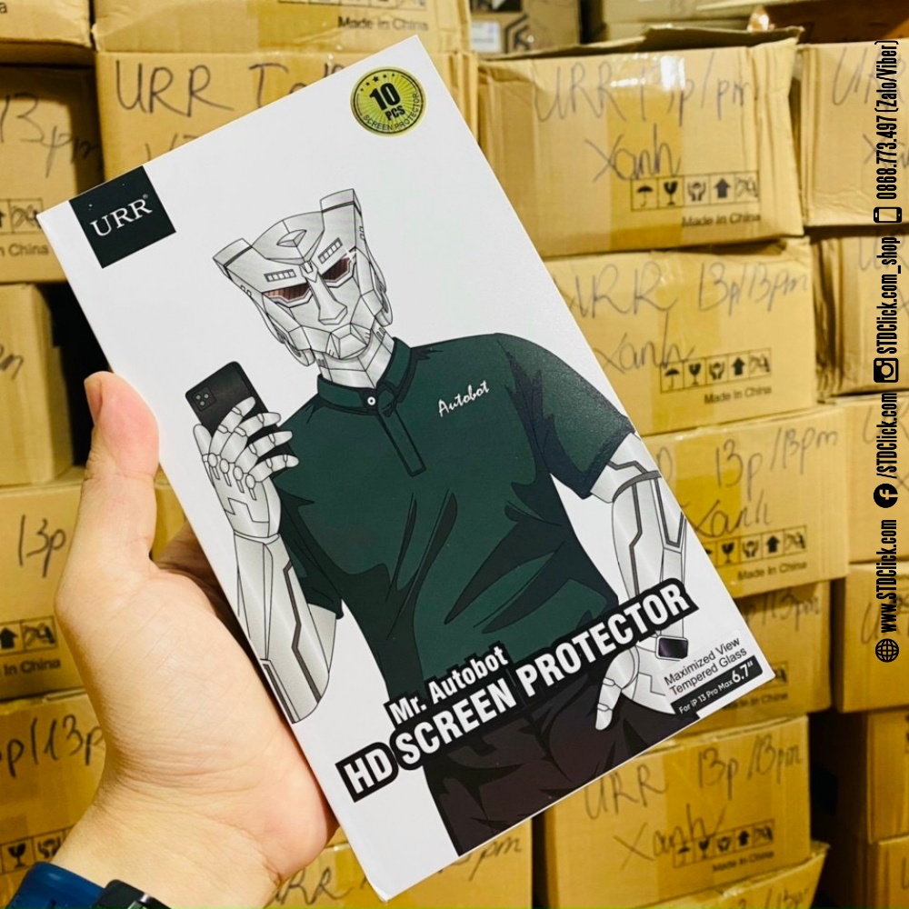 KÍNH CƯỜNG LỰC IPHONE 13 - 13 PRO - 13 PRO MAX URR AUTOBOT HD SCREEN CHÍNH HÃNG