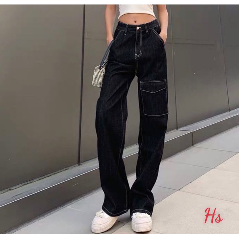 Quần giả bò túi hộp gân nổi HS
