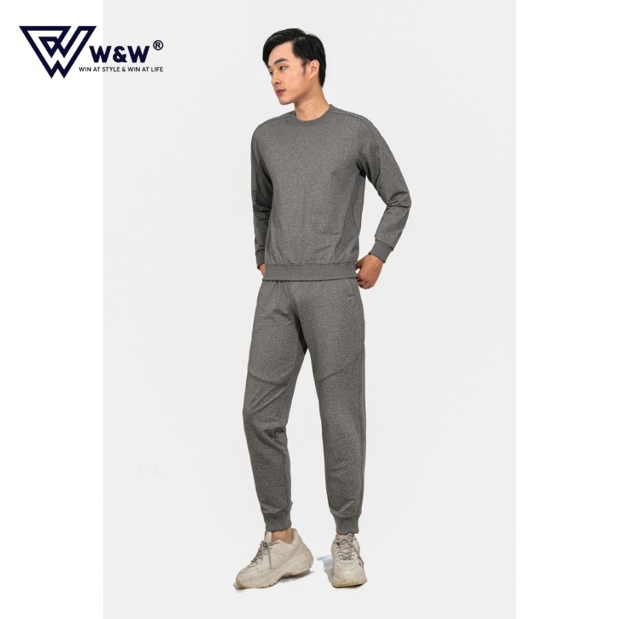 Bộ Thu Đông Nam Dài Tay W&amp;W Chất CVC Cao Cấp Mềm Mại Xốp Nhẹ Bền Màu Thiết Kế Cổ Tròn Dáng Thể Thao Khỏe Khoắn WHW21