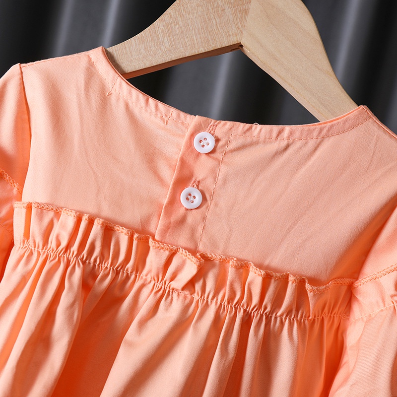 Áo Thun Cotton Tay Dài Màu Trơn Phong Cách Hàn Quốc Thời Trang Xuân Thu Cho Bé Gái