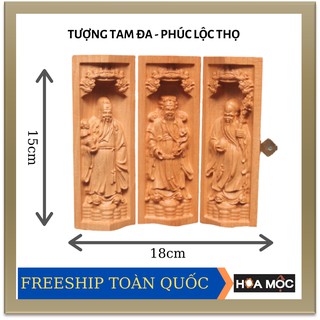Tượng Tam Đa Phúc- Lộc - Thọ bằng gỗ [Hoa Mộc] cao 15cm, tượng làm  quà tặng, trang trí [free ship]