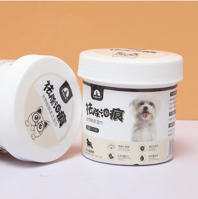 Lau vết ố mắt tai chó mèo dịu nhẹ 120 miếng, bông khăn giấy lau vệ sinh cún mèo Con Mèo Xiêm