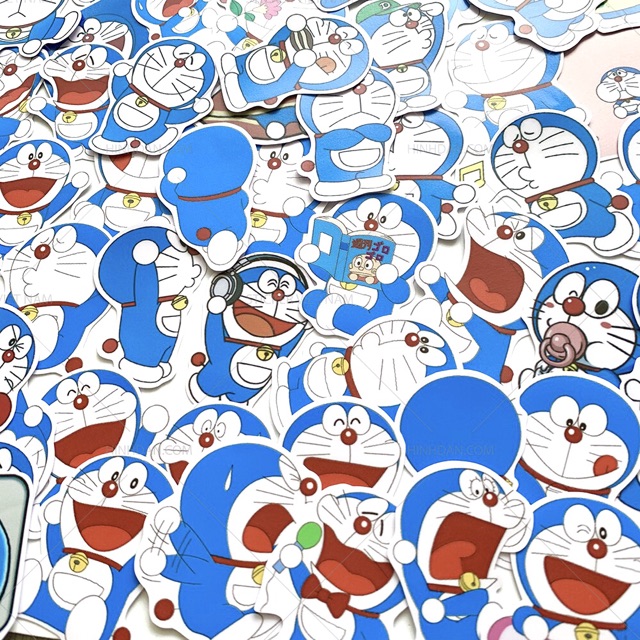 Sticker anime doraemon 30 cái ép lụa khác nhau