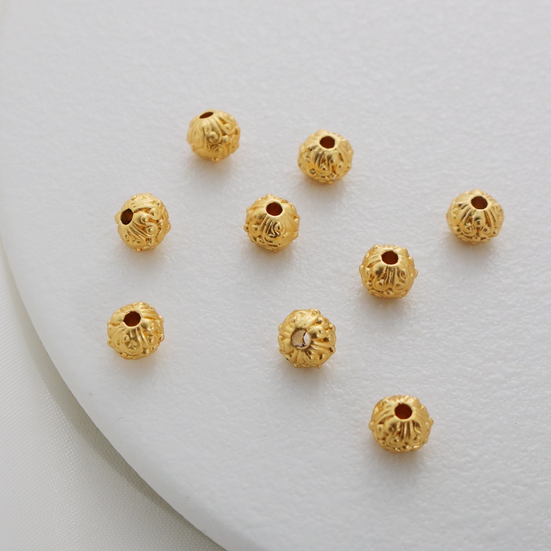 Bộ 10 Hạt Tròn Màu Vàng 18K 6mm Dùng Làm Trang Sức Thủ Công