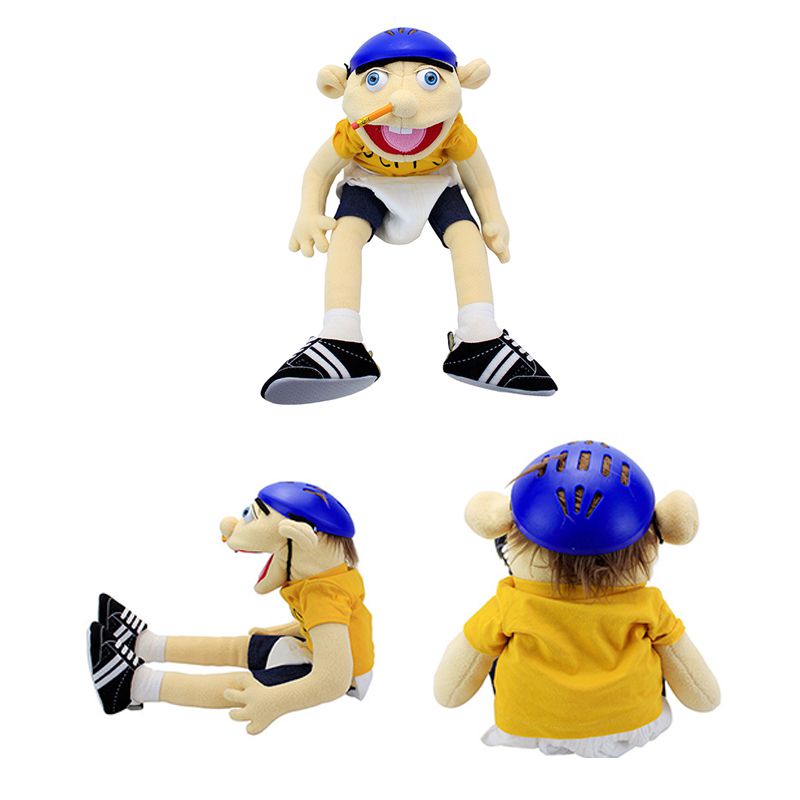 58cm Large Jeffy Boy Hand Puppet Children Soft Doll Talk Show Party Props Christmas Doll Plush Toys Puppet Kids Gift