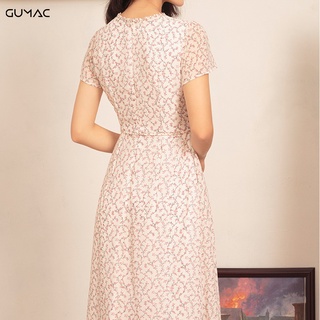 Đầm nơ eo hoa GUMAC DA421_HONG