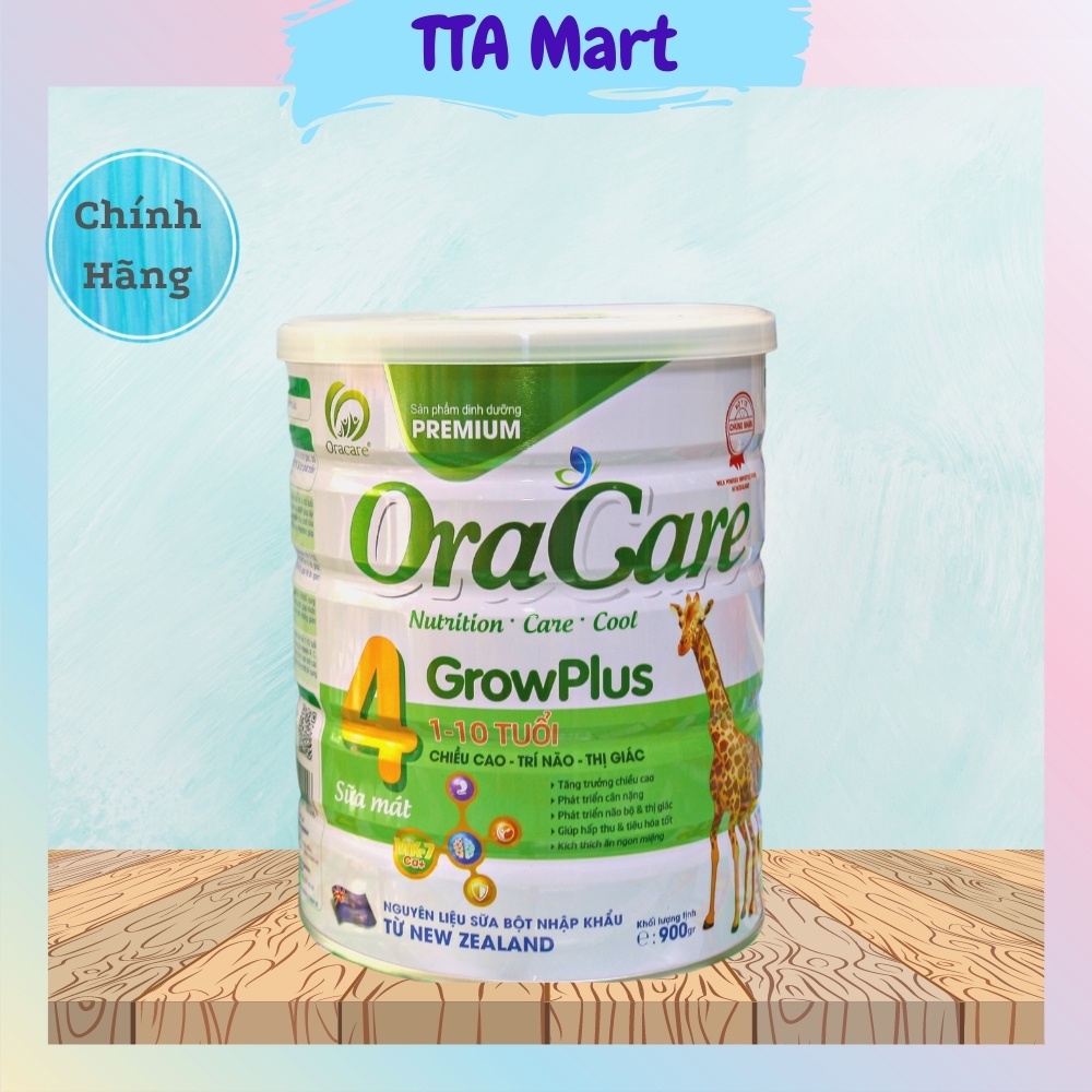 Sữa OraCre GrowPlus 4 - hỗ trợ phát triển chiều cao, trí não, thị giác dành cho trẻ từ 1 đến 10 tuổi 900g