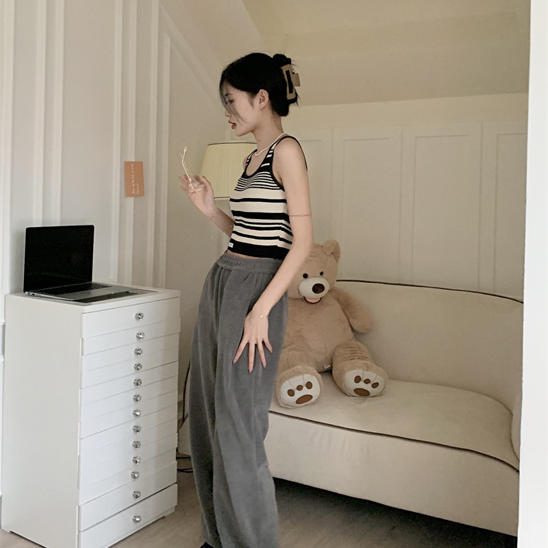 Áo Croptop Kẻ Sọc Màu Sắc Tương Phản Phong Cách Cổ Điển Thời Trang Quyến Rũ Cho Nữ