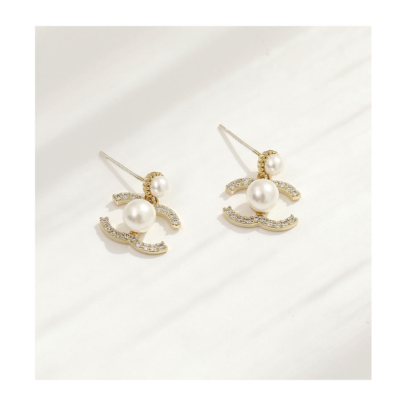 2022 Xiaoxiang Khuyên Tai Ngọc Trai Hai Màu Hình Chữ C