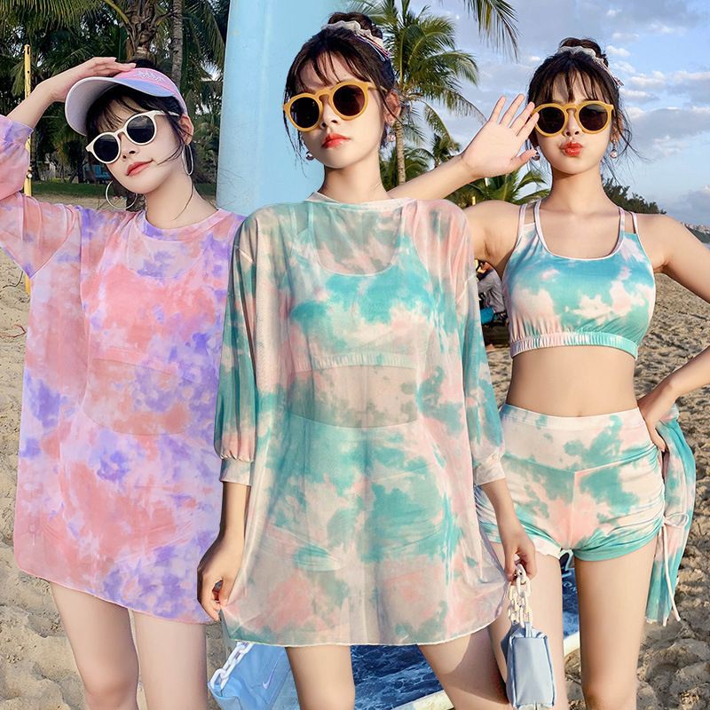 Sẵn - Set đồ tắm bikini 3 mảnh áo quần và khoác ngoài