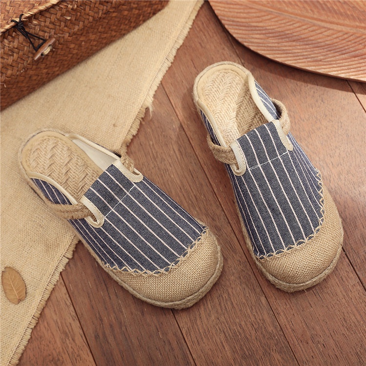 Giày Lười Vải Lanh Thêu Họa Tiết Dân Tộc Bắc Kinh Cổ Điển Thời Trang Mùa Hè Cho Nữ 2 # A7