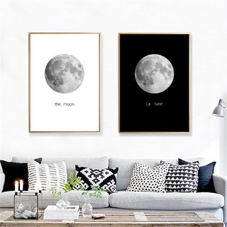 Tranh canvas treo tường hình mặt trăng đen