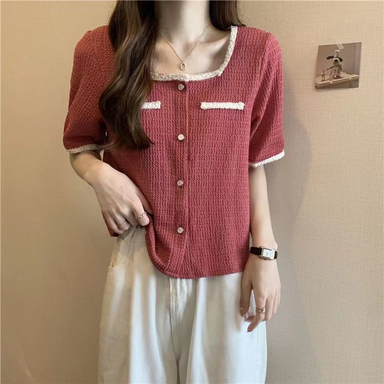 AMOI Áo Sơ Mi Tay Ngắn Họa Tiết Sọc Caro Thời Trang Phong Cách Phương Tây Cho Nữ 2022