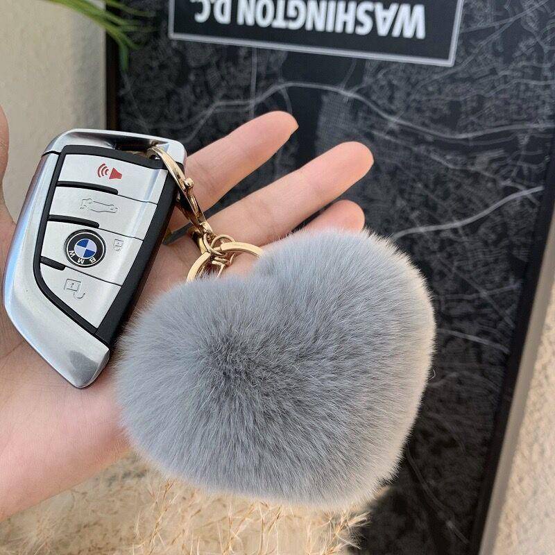 Phụ kiện ba lô, đồ trang trí ba lô, Móc khóa phối lông mềm mại tùy chọn kiểu dáng và màu sắc dễ thương