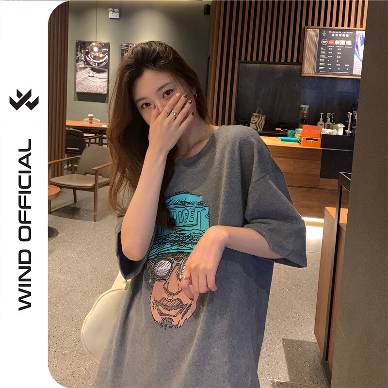 Áo phông nữ WIND unisex form rộng tay lỡ cotton ALLFE thời trang nam nữ ulzzang | BigBuy360 - bigbuy360.vn