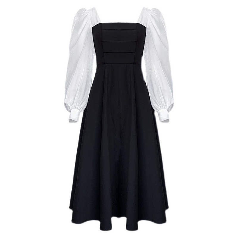 Váy vintage dáng dài tiểu thư kiểu tay bồng, Váy xòe dài tay nữ dáng suông ulzzang Hàn Quốc | BigBuy360 - bigbuy360.vn