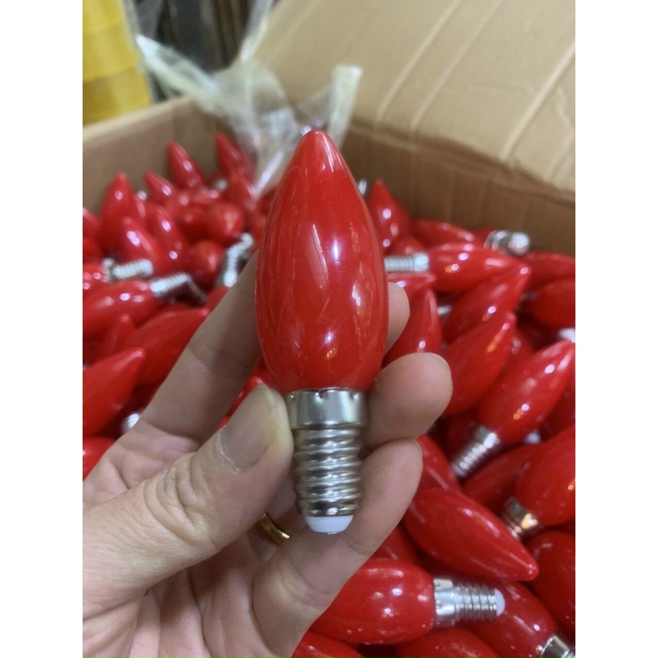 Bóng led thờ 1w hình quả nhót ánh sáng đỏ đui E12 chuyên dùng lắp đèn thờ hoặc các đèn dùng đui E12