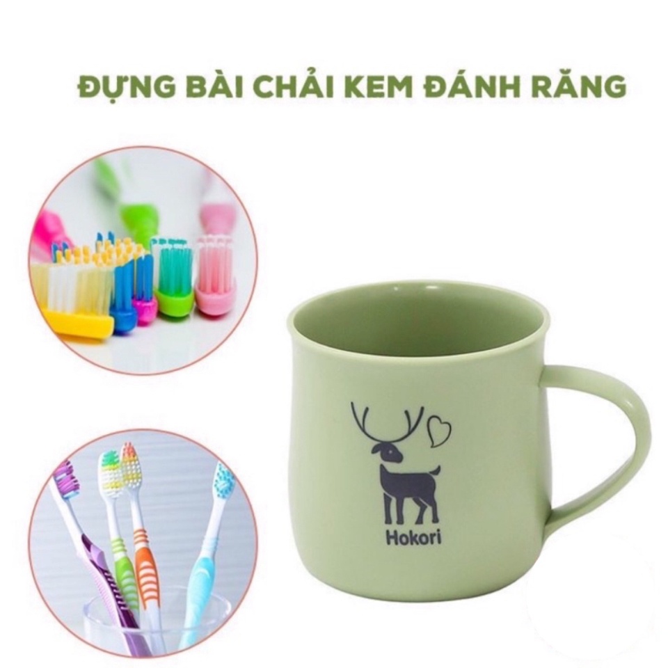cốc nhựa lúa mạch hokori, cốc uống nước nhựa Việt Nhật có quai cầm 6369