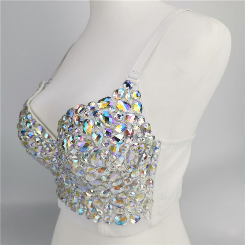 Vipdeal1 Áo Ngực Dạng Croptop Dây Mỏng Nâng Ngực Đính Đá ab Lấp Lánh Dành Cho Nữ Dự Tiệc Câu Lạc Bộ Tiệc Tùng br