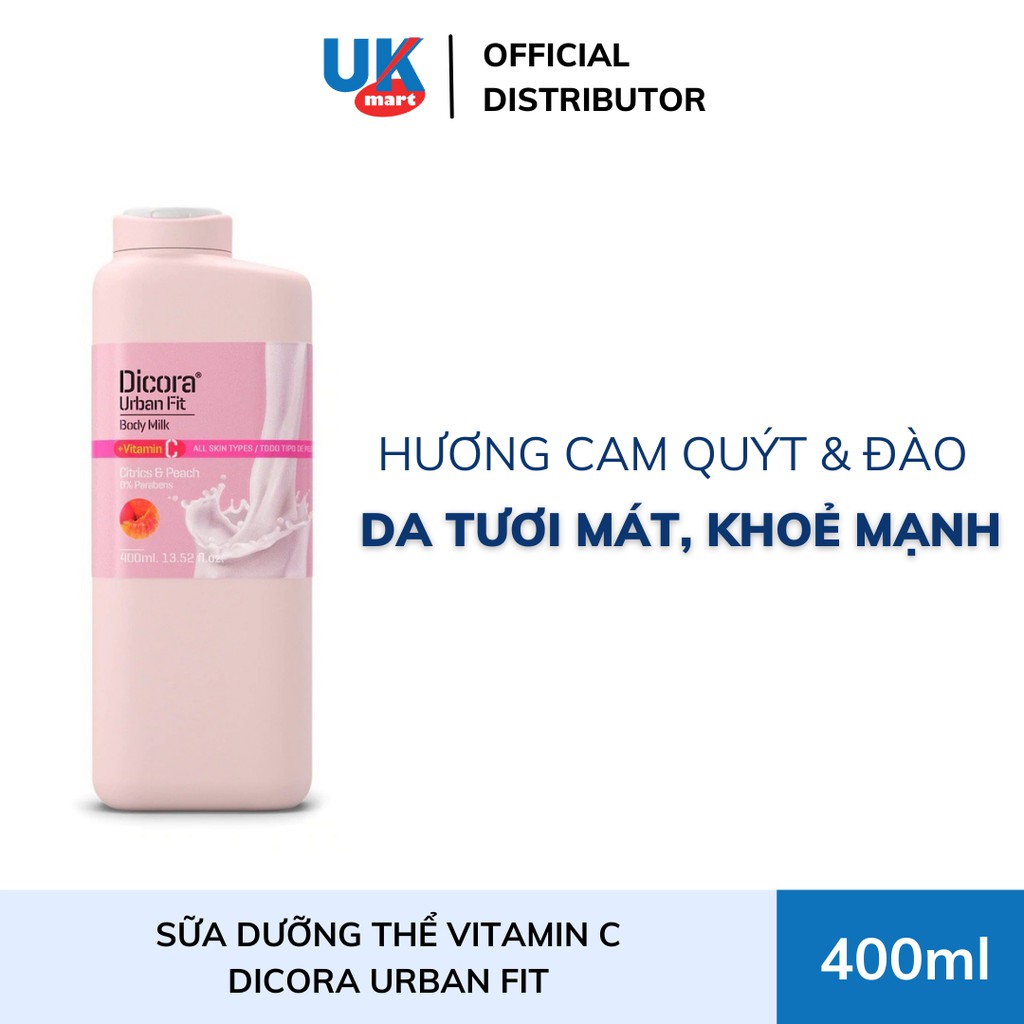 Sữa Dưỡng Thể Vitamin C Dicora Urban Fit Hương Cam Quýt Và Đào 400ml