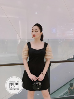 Bigsize Đầm tay lưới phối ren D211