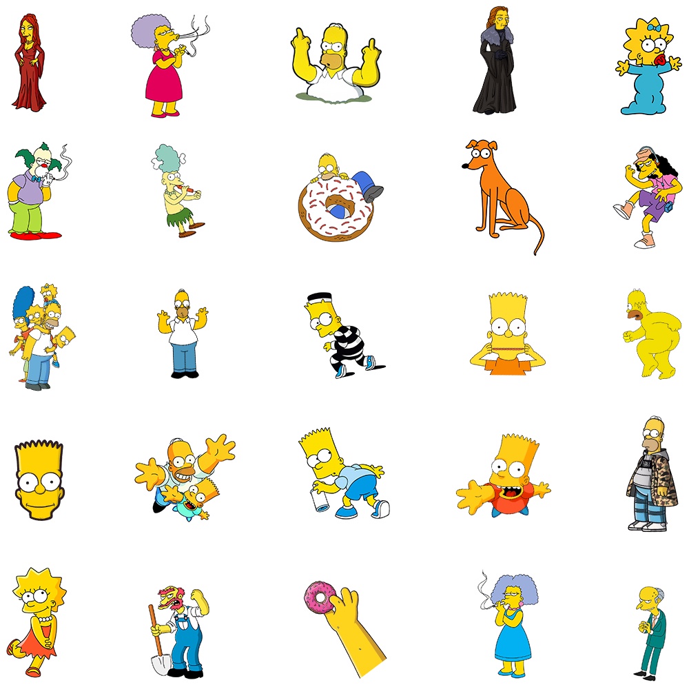 Set 10/50 Sticker Hình Simpson Ngộ Nghĩnh Dán Trang Trí