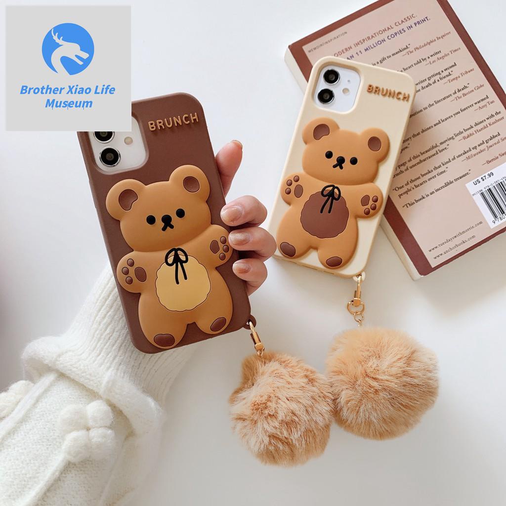 Ốp điện thoại gấu brown có móc khóa cho IPHONE 6 7 8 PLUS X XS XR XSMAX 11 11PRO 11PROMAX 12 12MINI 12PRO 12PROMAX