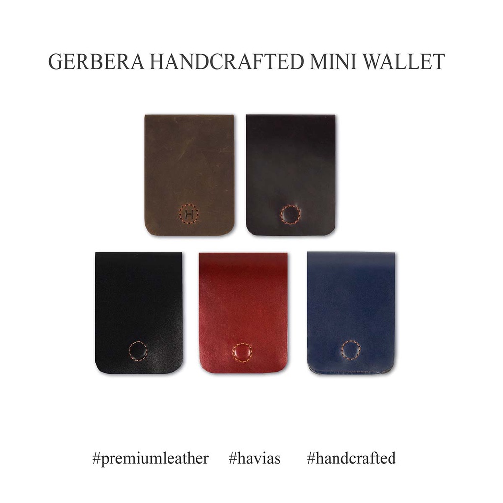 Ví Da Gerbera Handcrafted Mini Wallet HAVIAS - Xanh Navy