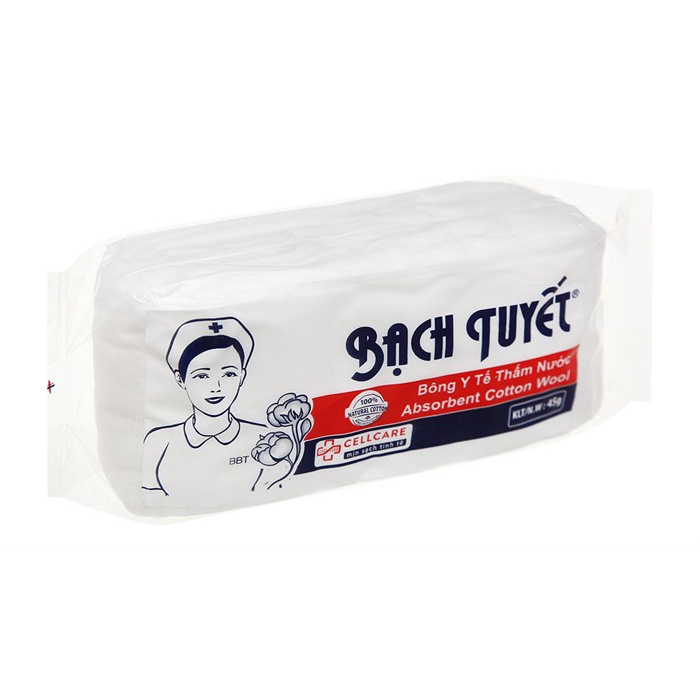 Bông băng y tế BẠCH TUYẾT 100g - 25g (Bông băng tiệt trùng xơ tự nhiên)