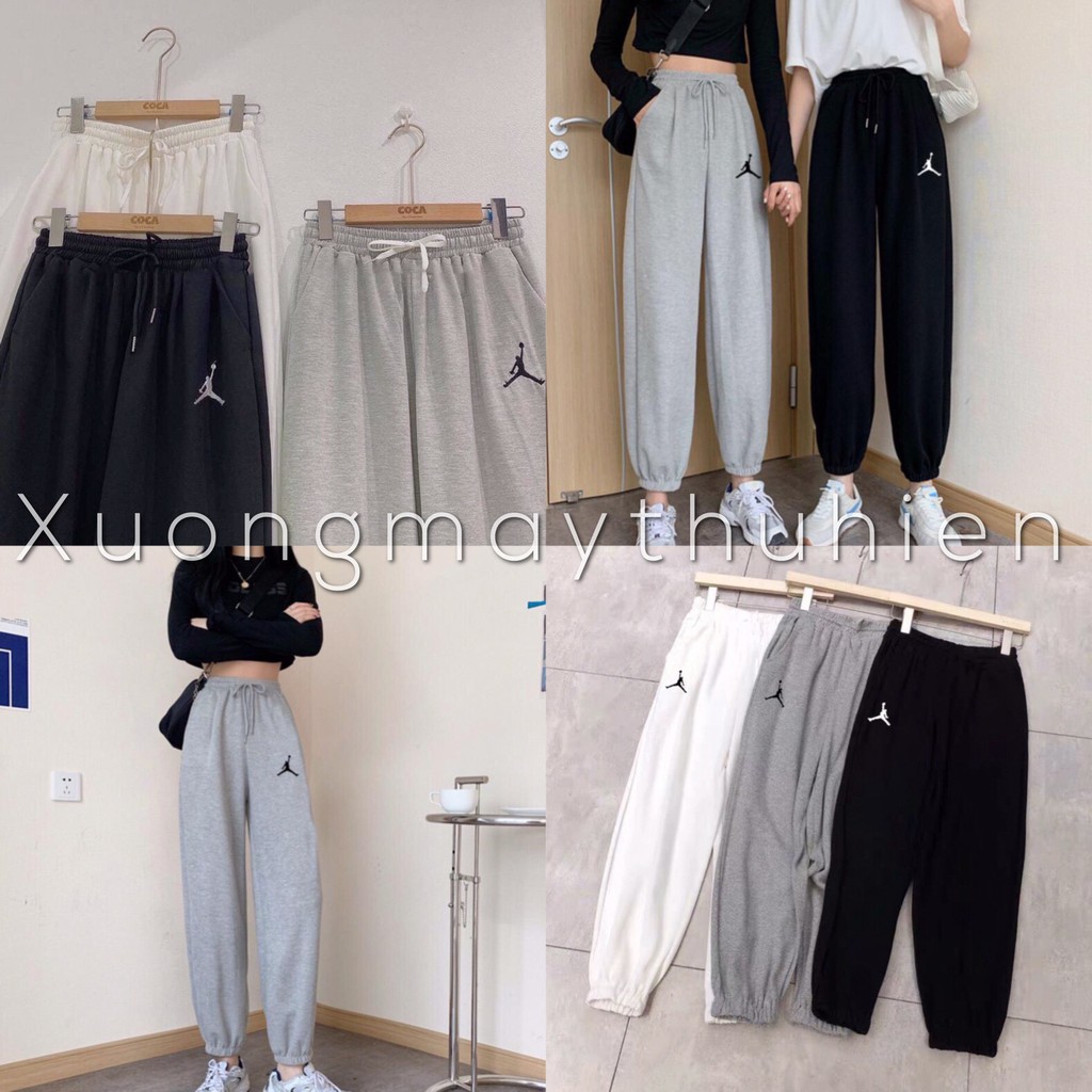 Quần jogger jd nỉ ống rộng lưng cao bo gấu ulzzang/ Quần dài ống bom nam nữ thời trang unisex_xuongmaythuhien