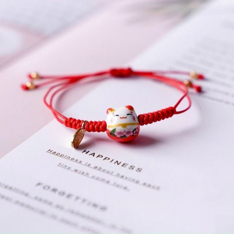 VÒNG TAY MÈO MAY MẮN DÂY RÚT NHIỀU MÀU