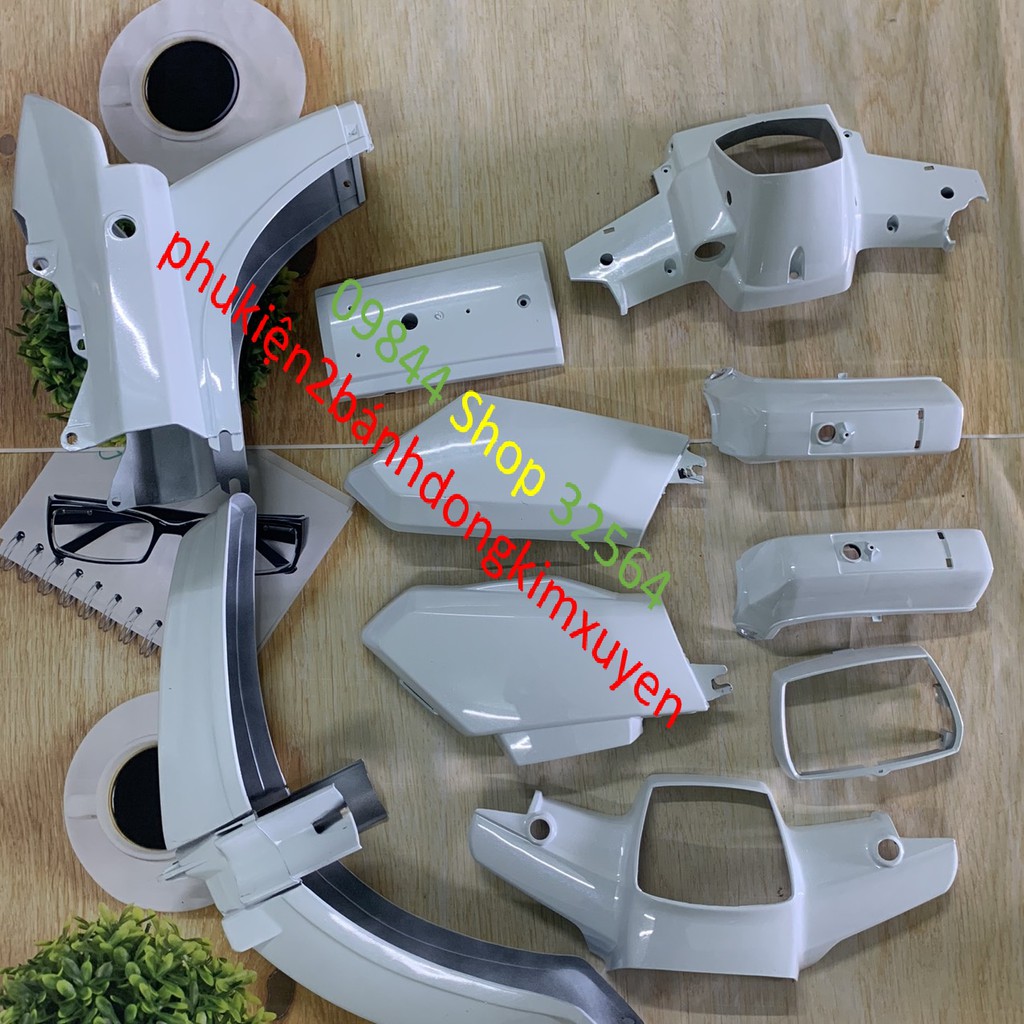 Bộ dàn áo xe Dream ll -nhựa xe dream 2 màu trắng -mủ trắng nguyến inh loại 1