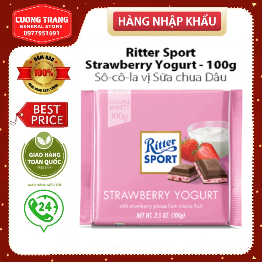 Sô cô la vị sữa chua dâu Ritter Sport 100g