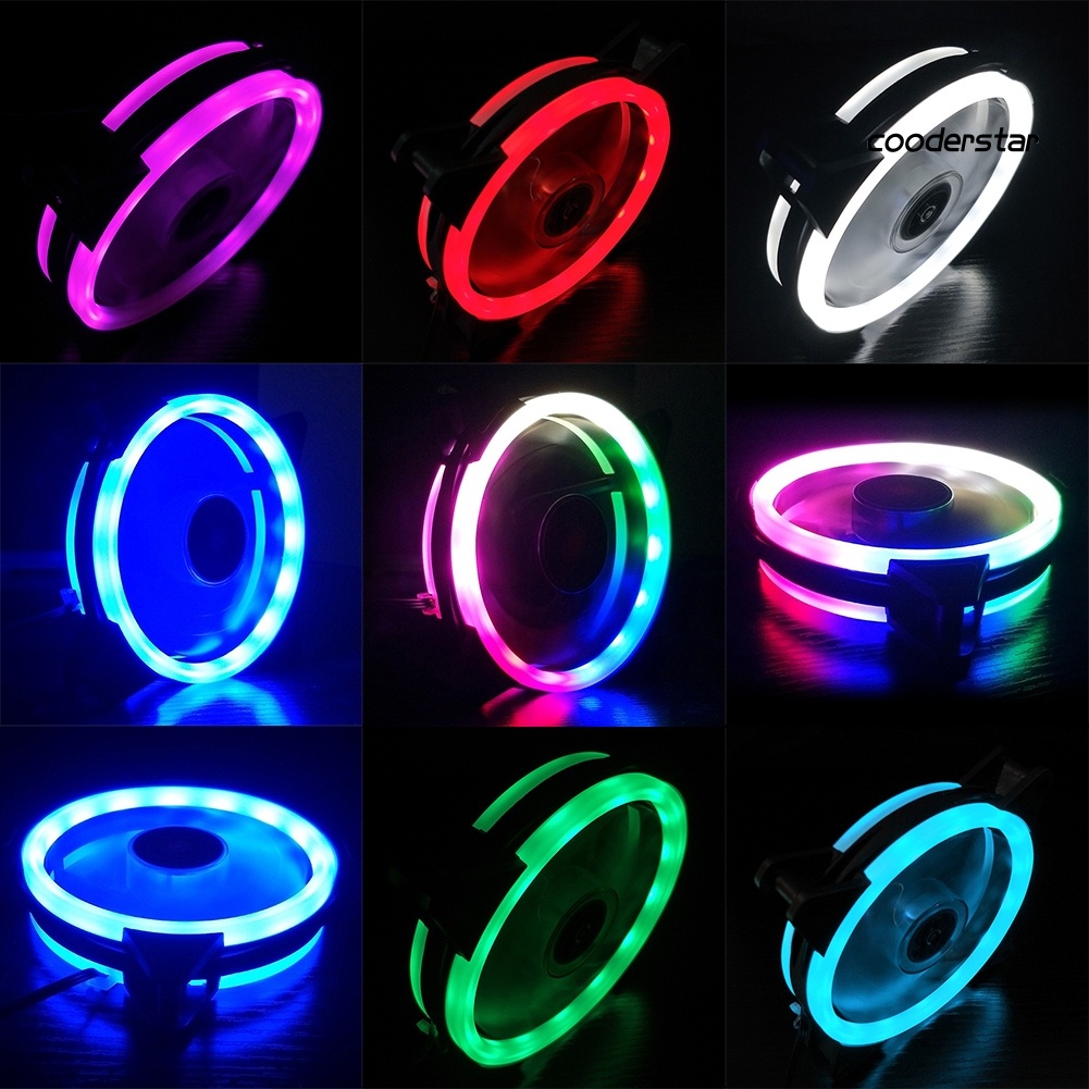 COOD-CO 12cm Dual RGB Light Circle Mute Cooling Fan Cooler Radiator for Computer Case