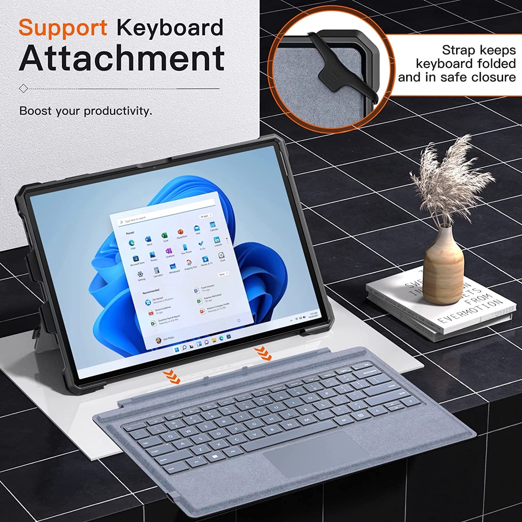 Bao Da Máy Tính Bảng Kèm Ngăn Đựng Bút Cho Microsoft Surface Pro 7 Plus / Pro7 / Pro 6 / Pro 5 / Pro 4 / LTE